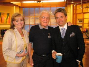 Jaring Timmerman on the set of Canada AM with Beverly Thompson and Seamus O'Reagan